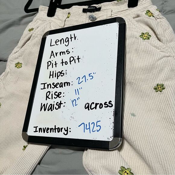 Forever 21 Corduroy Women’s Carpenter Pants Size XS Smiley Face Flowers - Picture 9 of 12